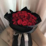 Elegant Red Rose Bouquet in Black Premium Wrap