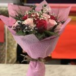 Blushing Pink & Red Rose Bouquet with Baby’s Breath