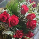 Classic Crimson Rose & Lily Grass Bouquet