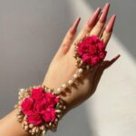 Elegant Pink Rose & Pearl Gota Hathphool