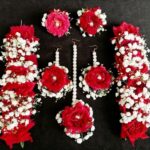 Handmade Red Rose & Baby’s Breath Floral Jewelry Set (7-Piece)