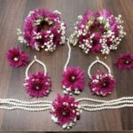 Deep Magenta Floral Jewelry Set with Pearl Accents