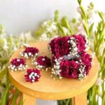 Maroon Chrysanthemum & Baby’s Breath Floral Jewelry Set