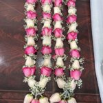 Pink & White Rose Varmala Pair with Baby's Breath