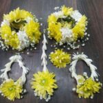 Yellow & White Fresh Flower Jewellery Set – Mehndi & Mayun Special