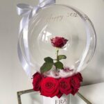 Elegant Single Rose Balloon Box with Red Roses