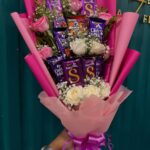 Pink & White Rose Chocolate Bouquet with Cadbury Silk